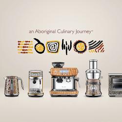 an Aboriginal Culinary Journey. Cooking devices with aboriginal art and colours.