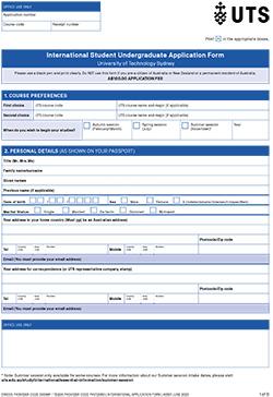 UTSI UG application form