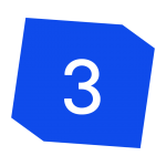 Flat blue cube with the digit 3 in the centre