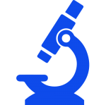 Illustration in blue of a stylised microscope