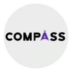 Compass IoT logo. The 'a' looks like a pointed purple compass.