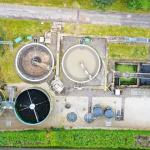 Sewerage water works treatment plant aerial view from above