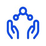 hands reaching upwards icon in blue