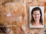 Photo of Indigenous rock painting from Kakadu, with inset photo of Anna Clark