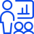 Line graphic of person presenting to two other people
